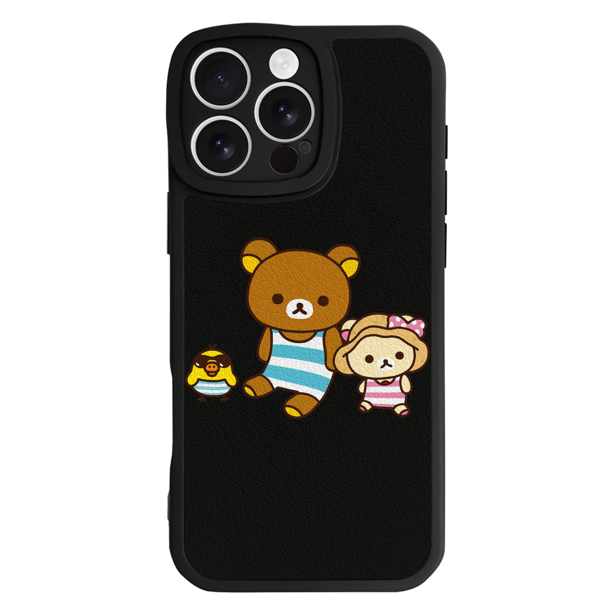 （画像用） リラックマ リラックマ キイロイトリ Rilakkuma Korilakkuma Kiiroitori 【iPhone 16シリーズ対応】シリコンスマホケース（レザー調） 材質：シリコン